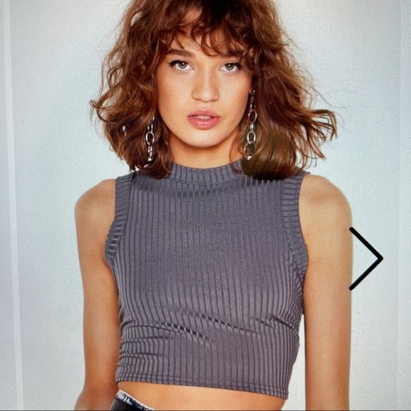 Nasty Gal Tops - Ribbed Crew Neck Crop Tank Top